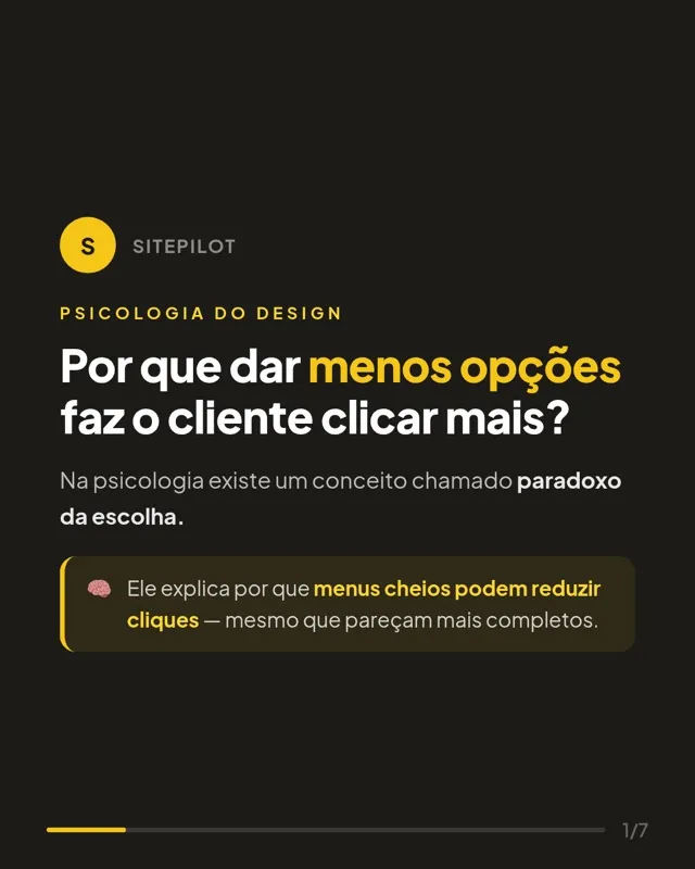 Carrossel sobre menus de navegação com opções em excesso